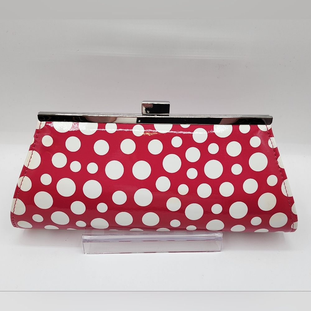 Neiman Marcus Clutch Pink & White Polka Dots NWOT - Picture 6 of 6